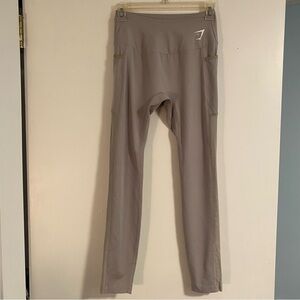 Gymshark Womens S Leggings Activewear Gray Mesh Sides Yoga Workout Gym Logo